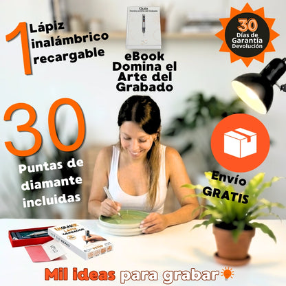 Kit de Grabado en Casa ENGRABER®: Lápiz + 30 Puntas GRATIS & eBook